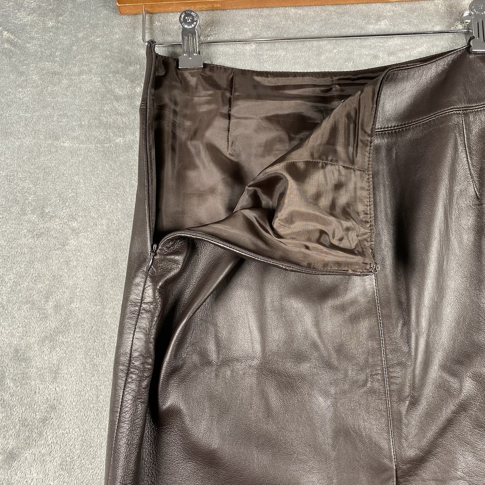 Lauren Ralph Lauren LRL Skirt Womens Sz 8 Brown Leather Pencil Western Boho 90s - Picture 6 of 13